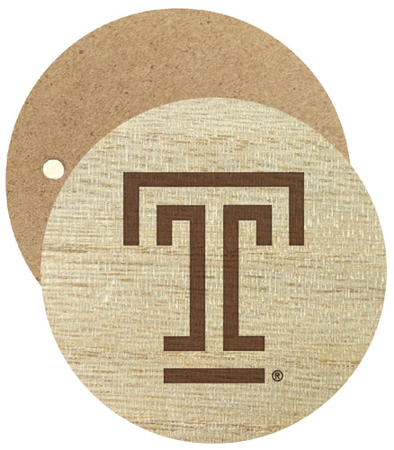 Temple University Engraved Round Wooden 2.5