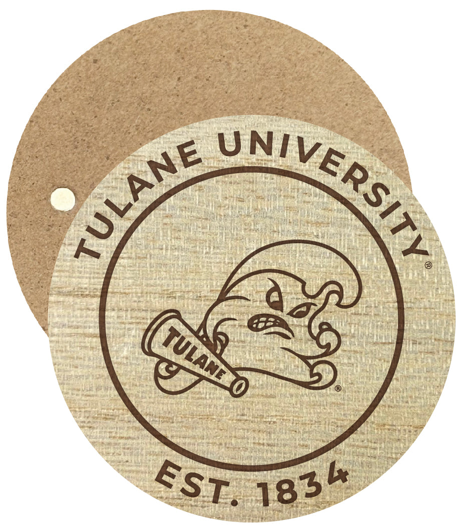 Tulane University Green Wave Engraved Round Wooden 2.5