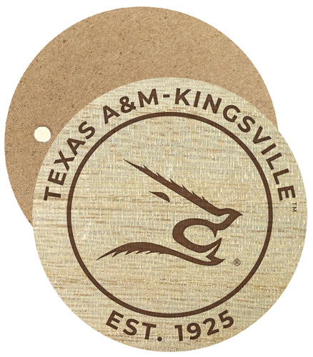 Texas A&M Kingsville Javelinas Engraved Round Wooden 2.5