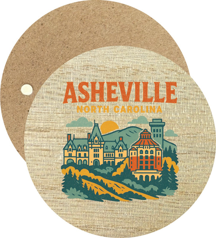 Asheville North Carolina Vintage Design Souvenir Round Wooden 2.5"Fridge Magnet 