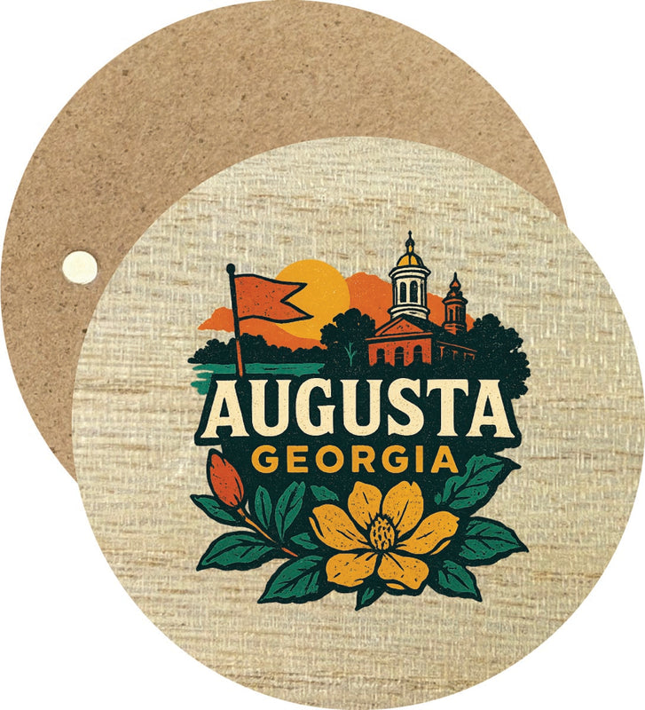 Augusta Georgia Vintage Design Souvenir Round Wooden 2.5"Fridge Magnet 