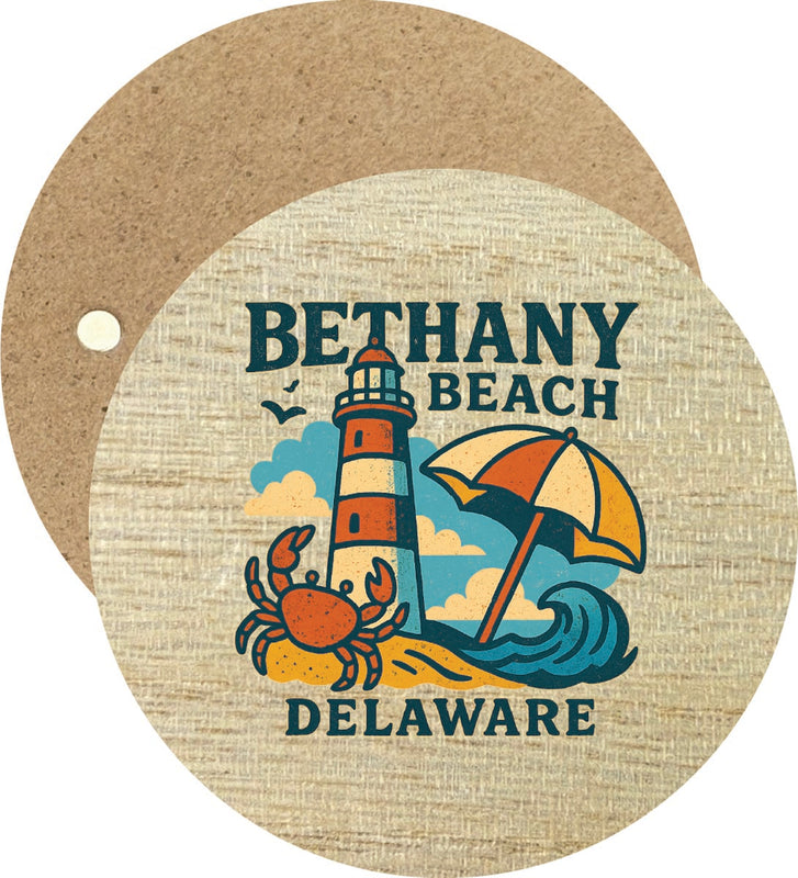 Bethany Beach Delaware Vintage Design Souvenir Round Wooden 2.5"Fridge Magnet 