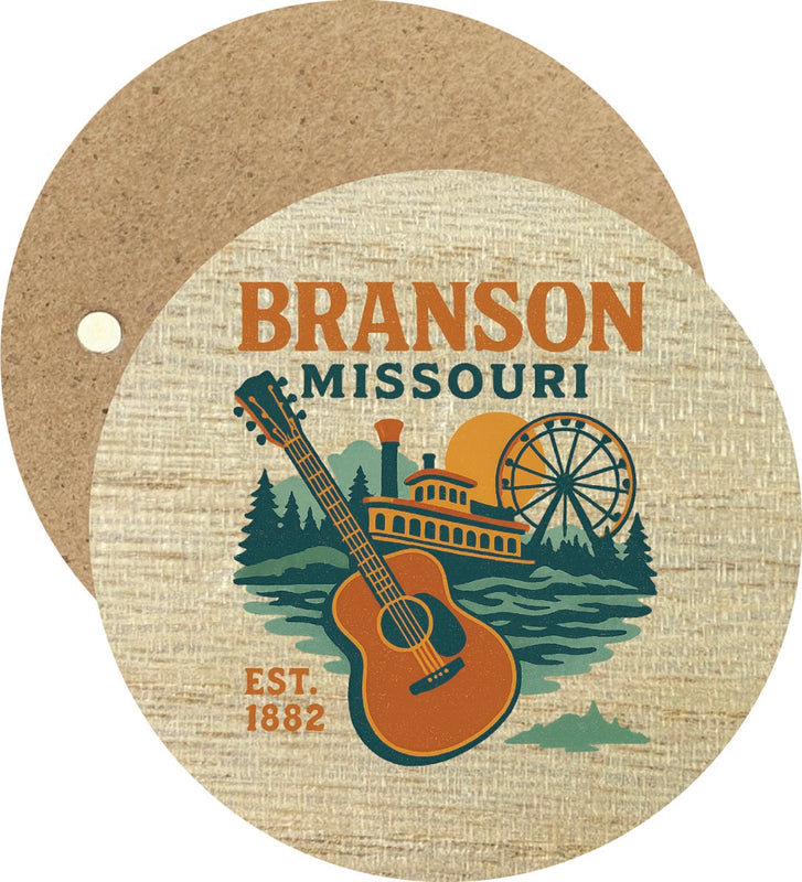 Branson Missouri Vintage Design Souvenir Round Wooden 2.5"Fridge Magnet 