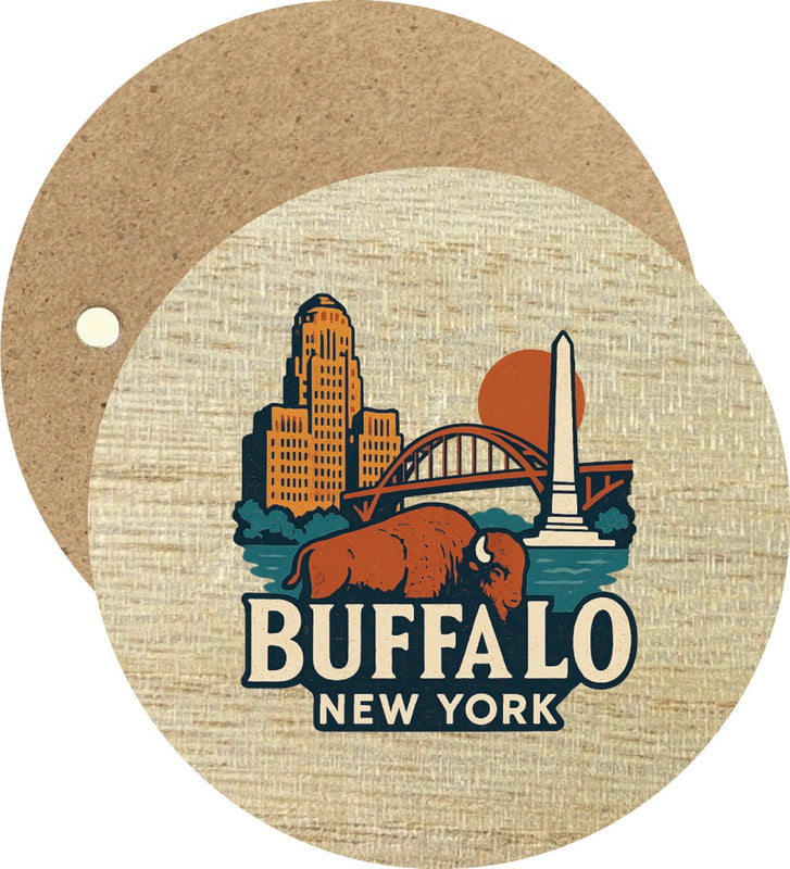 Buffalo New York Vintage Design Souvenir Round Wooden 2.5"Fridge Magnet 