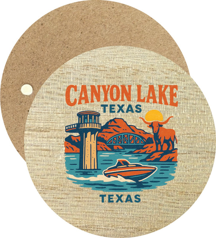 Canyon Lake Texas Vintage Design Souvenir Round Wooden 2.5"Fridge Magnet 