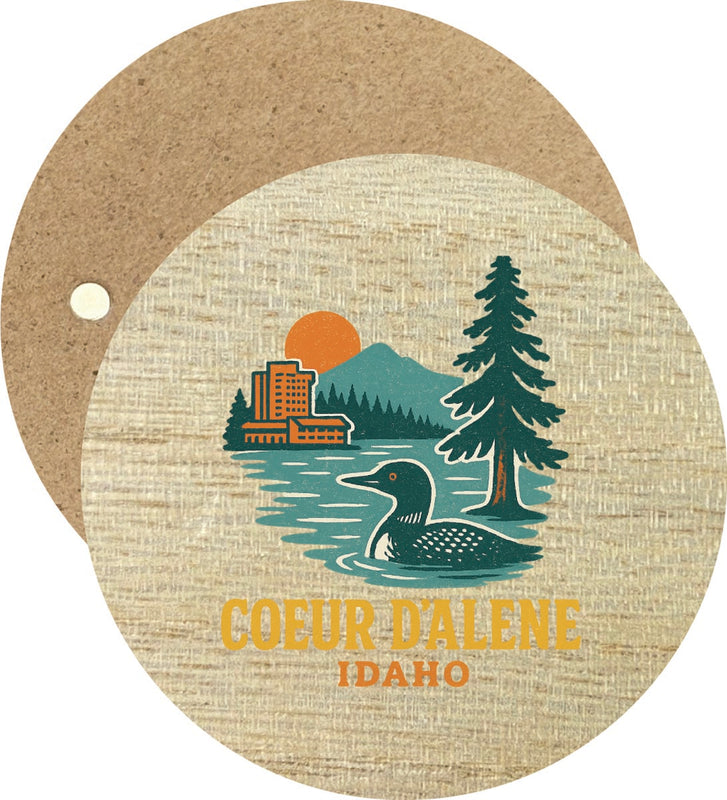 Coeur D'Alene Idaho Vintage Design Souvenir Round Wooden 2.5"Fridge Magnet 