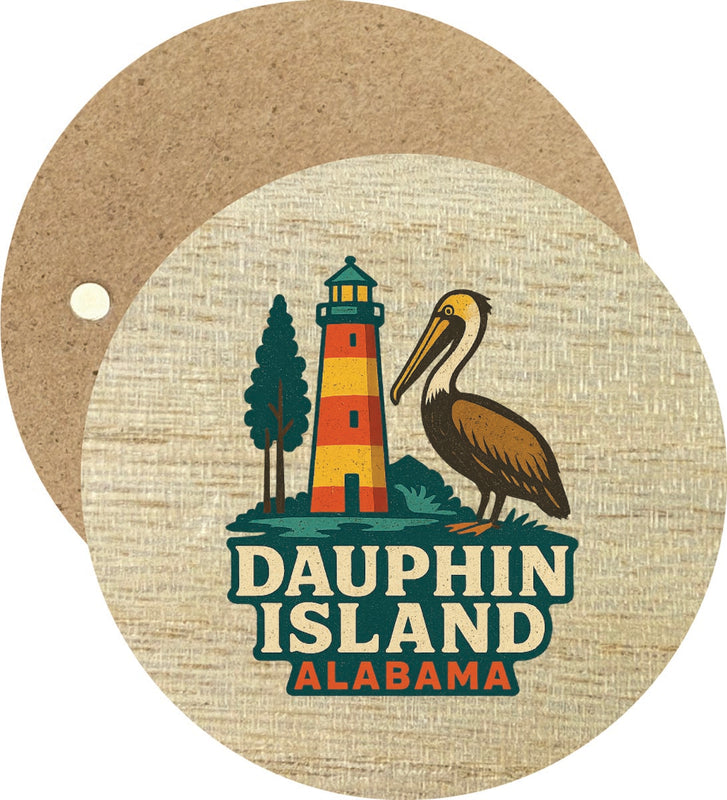 Dauphin Island Alabama Vintage Design Souvenir Round Wooden 2.5"Fridge Magnet 