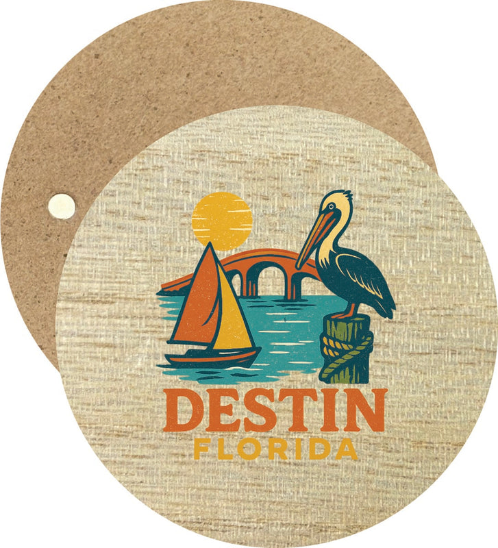 Destin Florida Vintage Design Souvenir Round Wooden 2.5"Fridge Magnet 