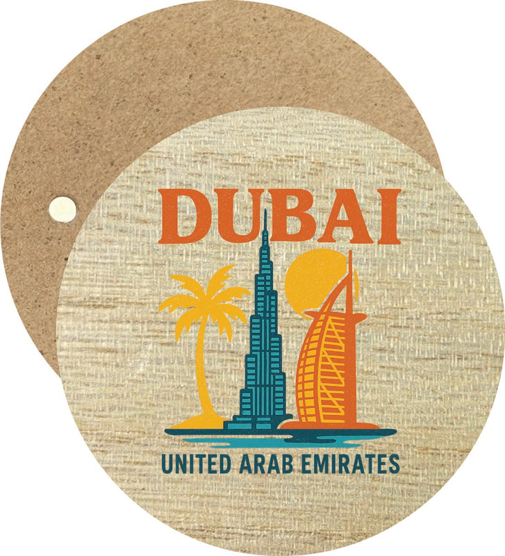 Dubai United Arab Emirates Vintage Design Souvenir Round Wooden 2.5"Fridge Magnet 
