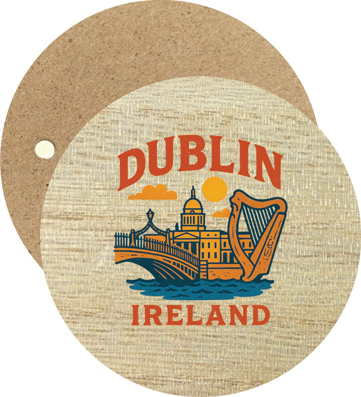 Dublin Ireland Vintage Design Souvenir Round Wooden 2.5"Fridge Magnet 