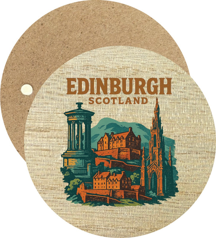 Edinburgh Scotland Vintage Design Souvenir Round Wooden 2.5"Fridge Magnet 