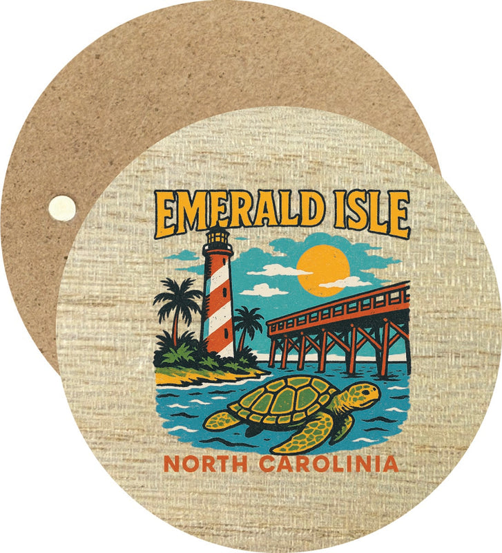 Emerald Isle North Carolina Vintage Design Souvenir Round Wooden 2.5"Fridge Magnet 
