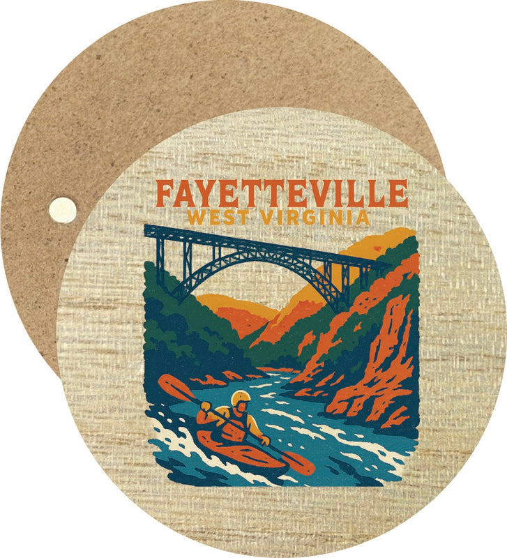 Fayetteville West Virginia Vintage Design Souvenir Round Wooden 2.5"Fridge Magnet 