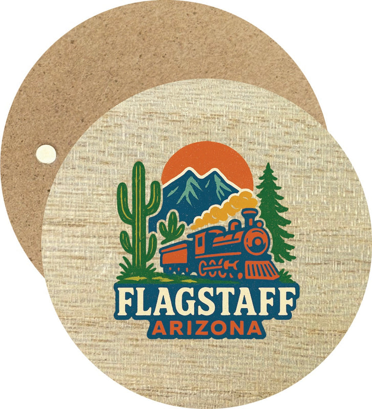 Flagstaff Arizona Vintage Design Souvenir Round Wooden 2.5"Fridge Magnet 