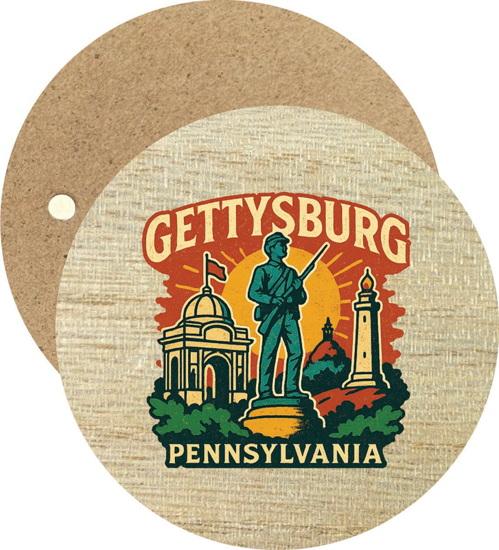 Gettysburg Pennsylvania Vintage Design Souvenir Round Wooden 2.5"Fridge Magnet 