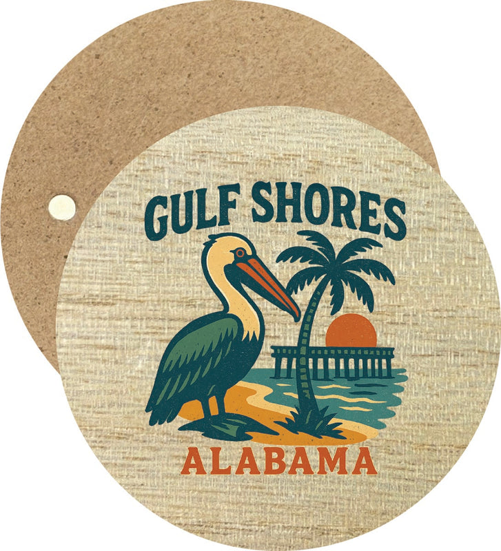Gulf Shores Alabama Vintage Design Souvenir Round Wooden 2.5"Fridge Magnet 