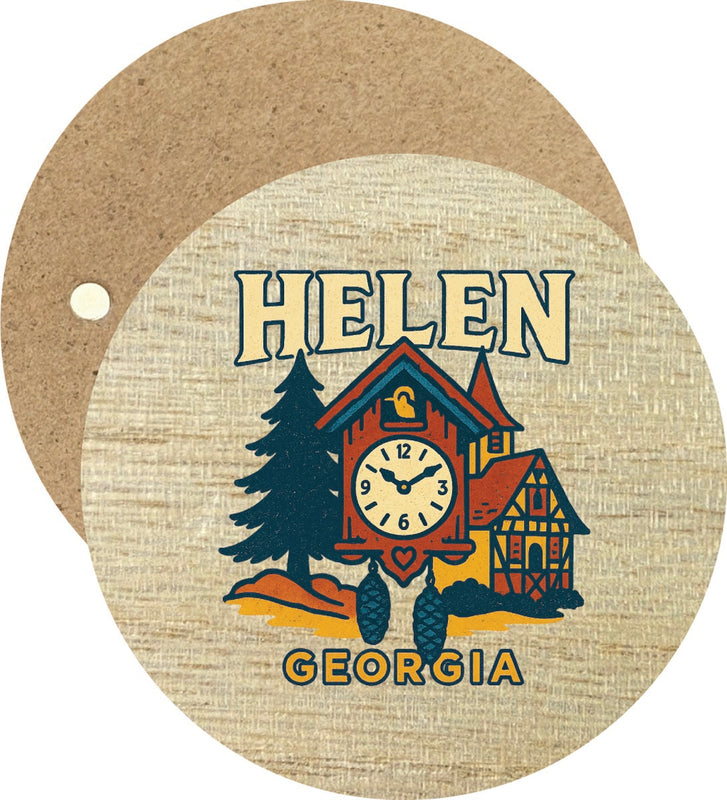 Helen Georgia Vintage Design Souvenir Round Wooden 2.5"Fridge Magnet 