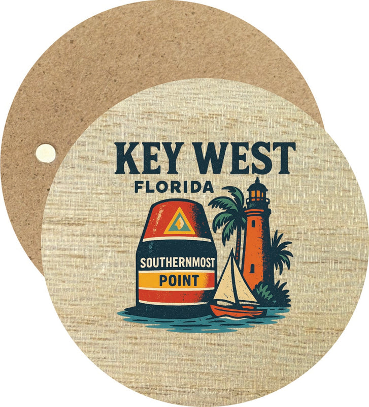 Key West Florida Vintage Design Souvenir Round Wooden 2.5"Fridge Magnet 