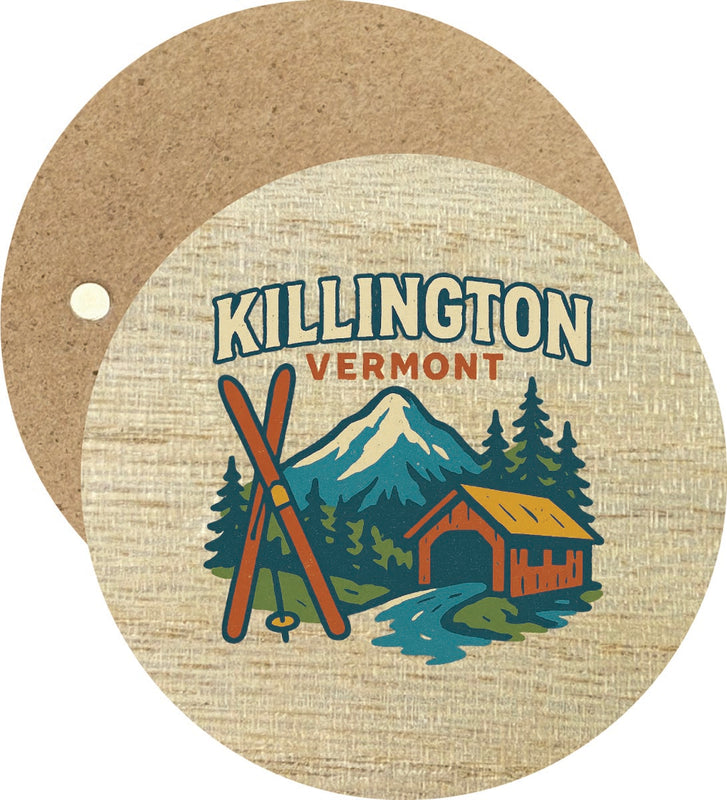 Killington Vermont Vintage Design Souvenir Round Wooden 2.5"Fridge Magnet 