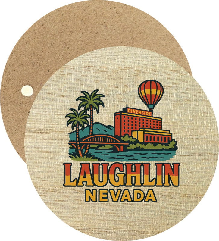 Laughlin Nevada Vintage Design Souvenir Round Wooden 2.5"Fridge Magnet 