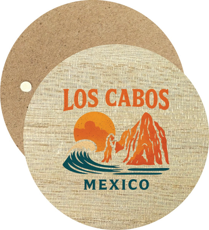 Los Cabos Mexico Vintage Design Souvenir Round Wooden 2.5"Fridge Magnet 