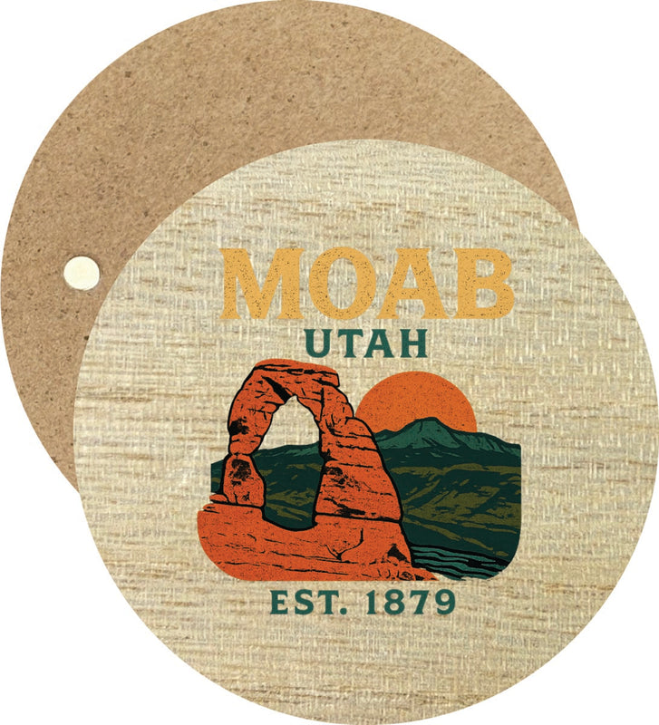 Moab Utah Vintage Design Souvenir Round Wooden 2.5"Fridge Magnet 
