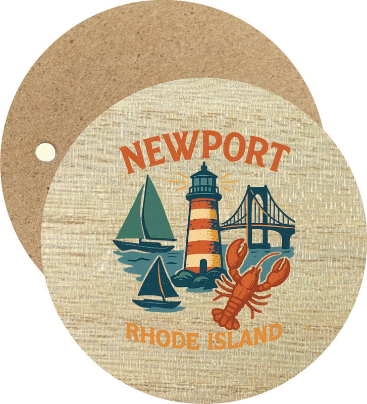 Newport Rhode Island Vintage Design Souvenir Round Wooden 2.5"Fridge Magnet 