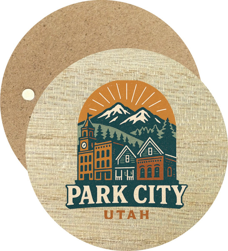 Park City Utah Vintage Design Souvenir Round Wooden 2.5"Fridge Magnet 