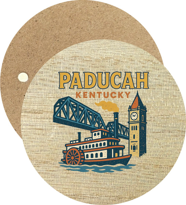 Paducah Kentucky Vintage Design Souvenir Round Wooden 2.5"Fridge Magnet 