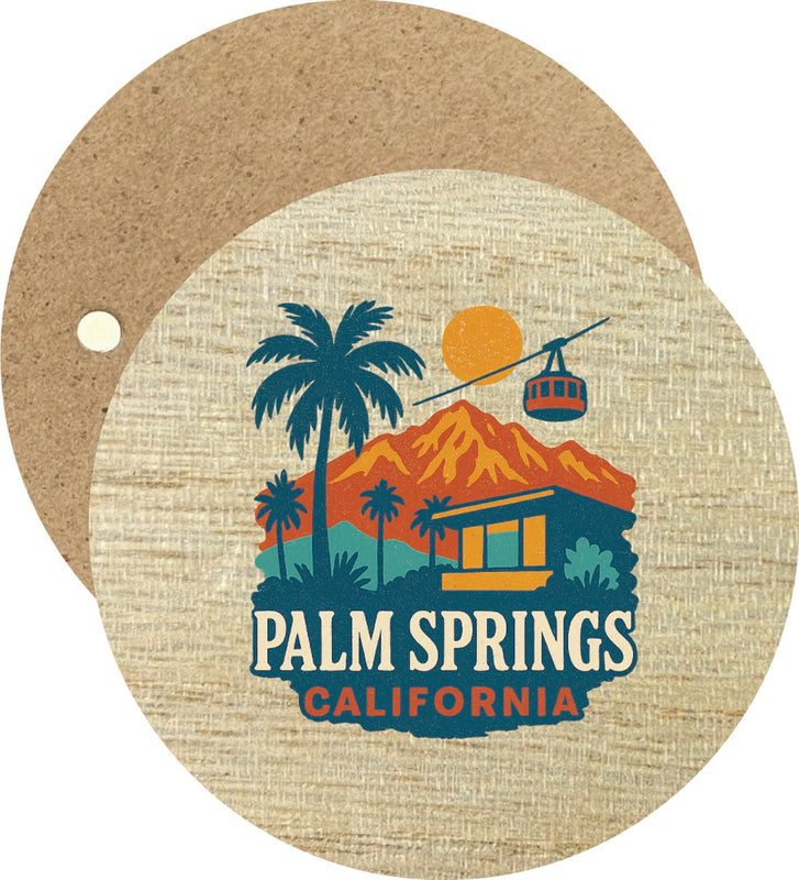 Palm Springs California Vintage Design Souvenir Round Wooden 2.5"Fridge Magnet 