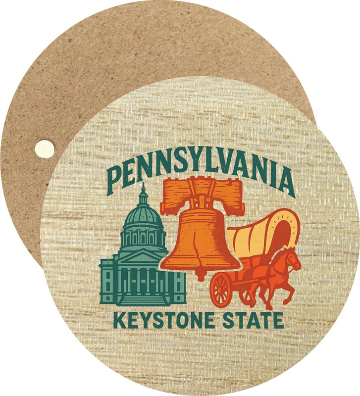 Pennsylvania Vintage Design Souvenir Round Wooden 2.5"Fridge Magnet 