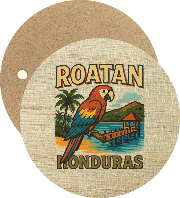Roatan Honduras Vintage Design Souvenir Round Wooden 2.5"Fridge Magnet 