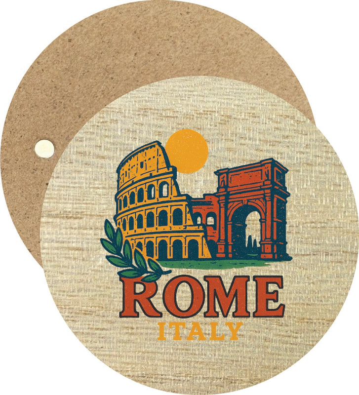 Rome Italy Vintage Design Souvenir Round Wooden 2.5"Fridge Magnet 