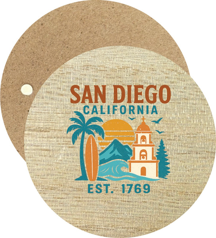 San Diego California Vintage Design Souvenir Round Wooden 2.5"Fridge Magnet 