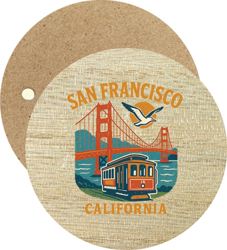 San Francisco California Vintage Design Souvenir Round Wooden 2.5"Fridge Magnet 