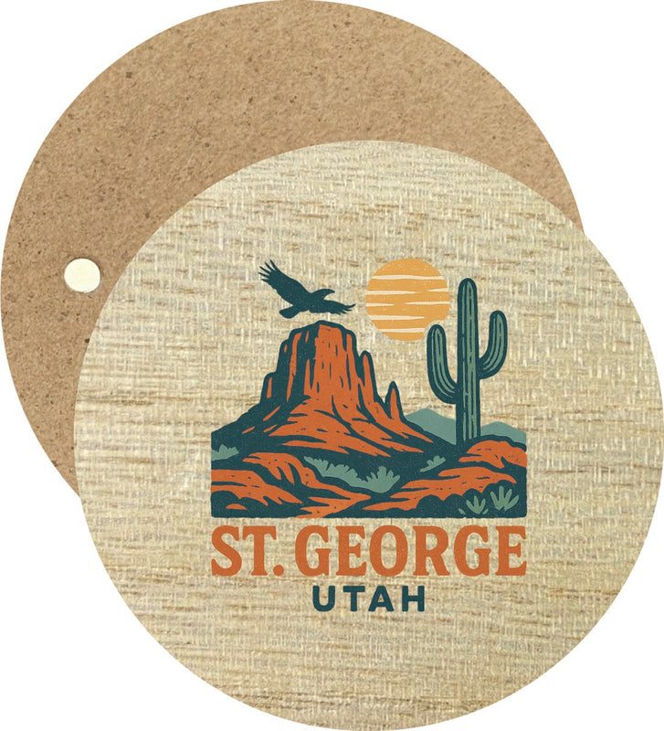 St. George Utah Vintage Design Souvenir Round Wooden 2.5"Fridge Magnet 