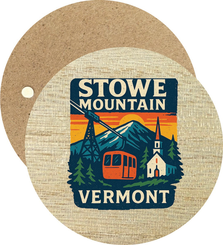 Stowe Mountain Vermont Vintage Design Souvenir Round Wooden 2.5"Fridge Magnet 