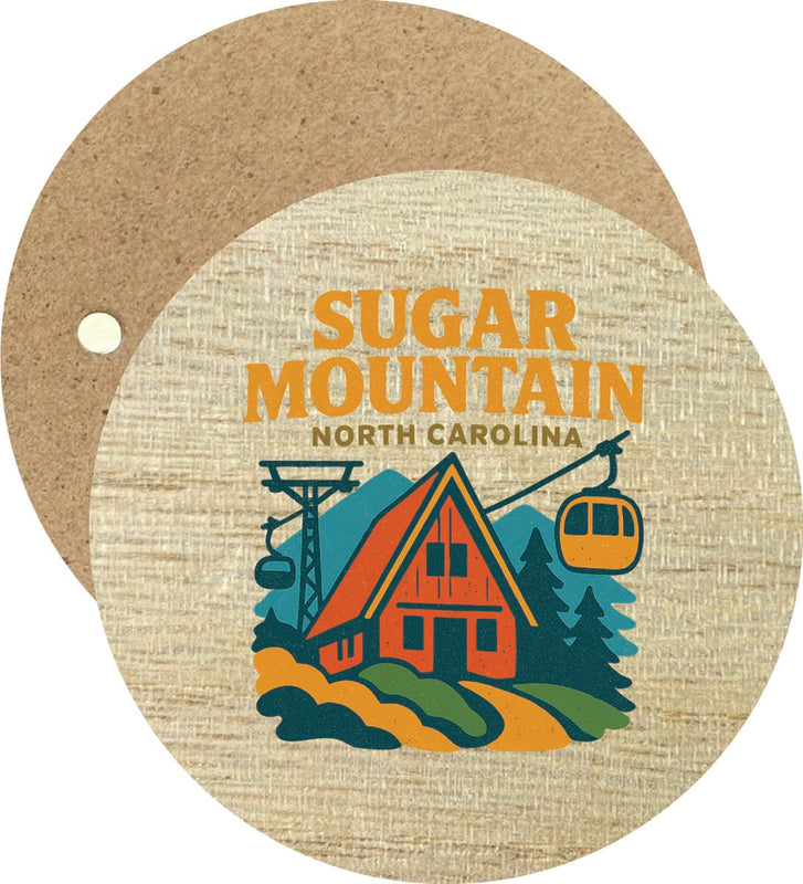 Sugar Mountain North Carolina Vintage Design Souvenir Round Wooden 2.5"Fridge Magnet 