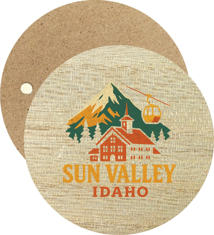 Sun Valley Idaho Vintage Design Souvenir Round Wooden 2.5"Fridge Magnet 