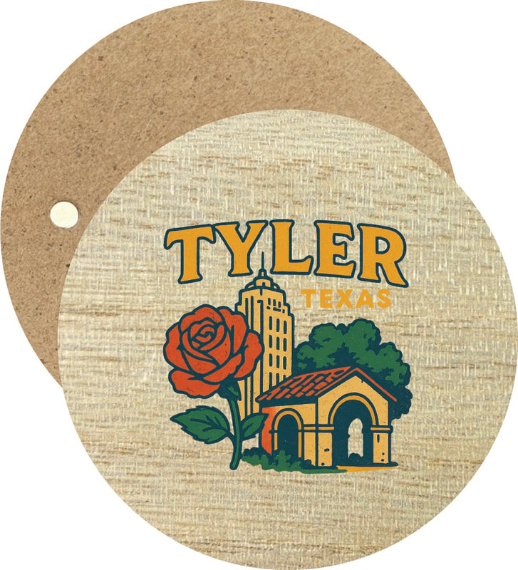 Tyler Texas Vintage Design Souvenir Round Wooden 2.5"Fridge Magnet 
