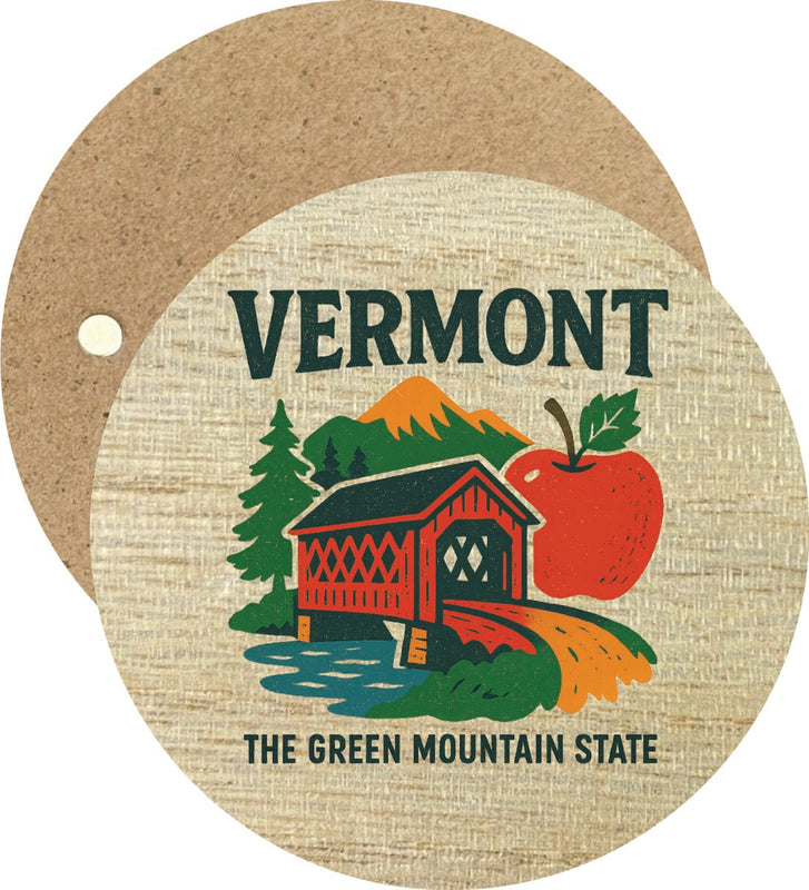 Vermont Vintage Design Souvenir Round Wooden 2.5"Fridge Magnet 