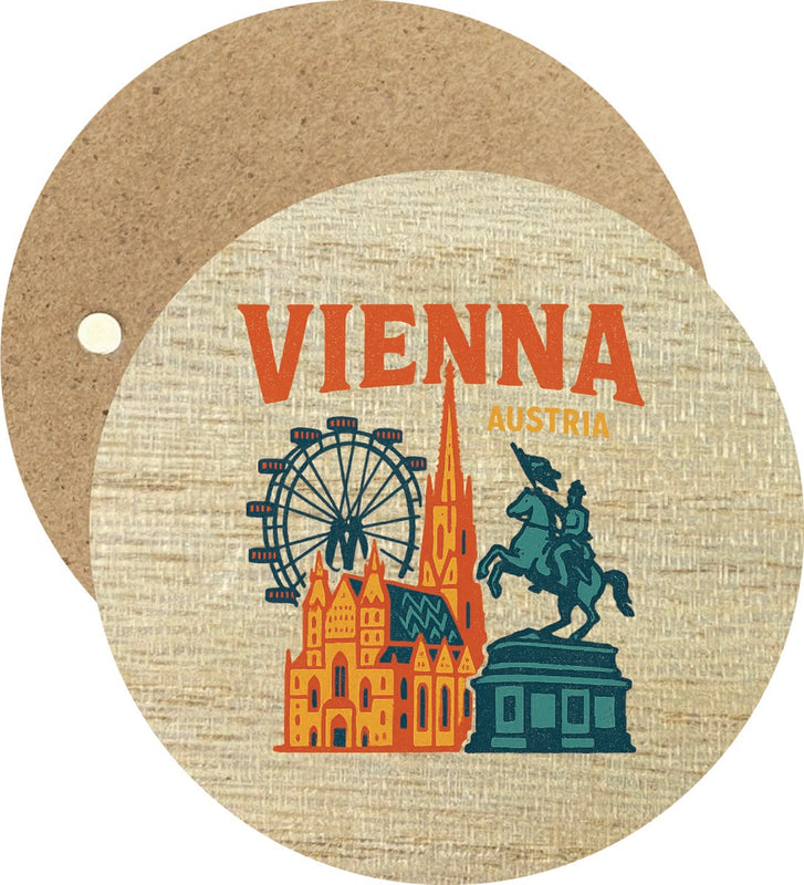 Vienna Austria Vintage Design Souvenir Round Wooden 2.5"Fridge Magnet 