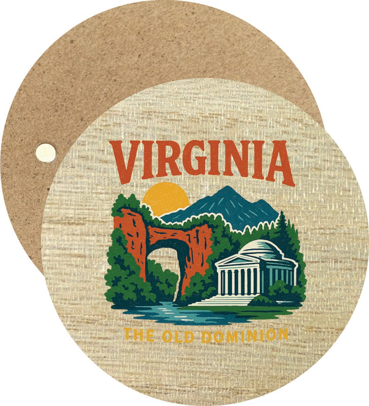 Virginia Vintage Design Souvenir Round Wooden 2.5"Fridge Magnet 