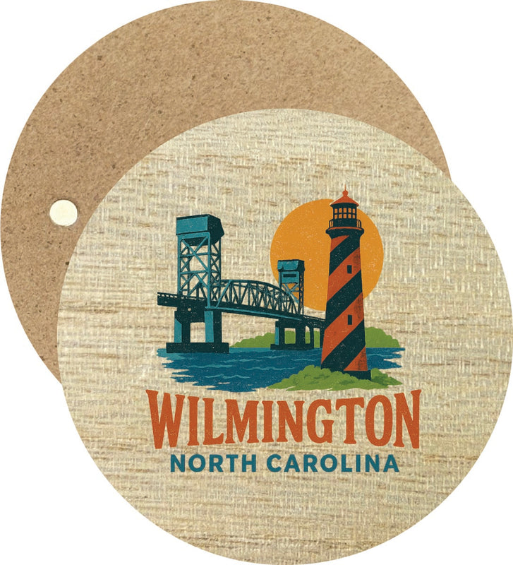 Wilmington North Carolina Vintage Design Souvenir Round Wooden 2.5"Fridge Magnet 
