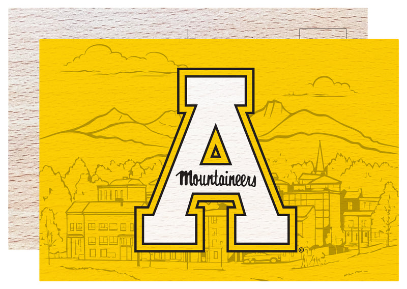 Appalachian State Officially Licensed 4x6" Wooden Postcard with Full Color Design 