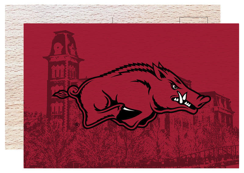 Arkansas Razorbacks Officially Licensed 4x6" Wooden Postcard with Full Color Design 