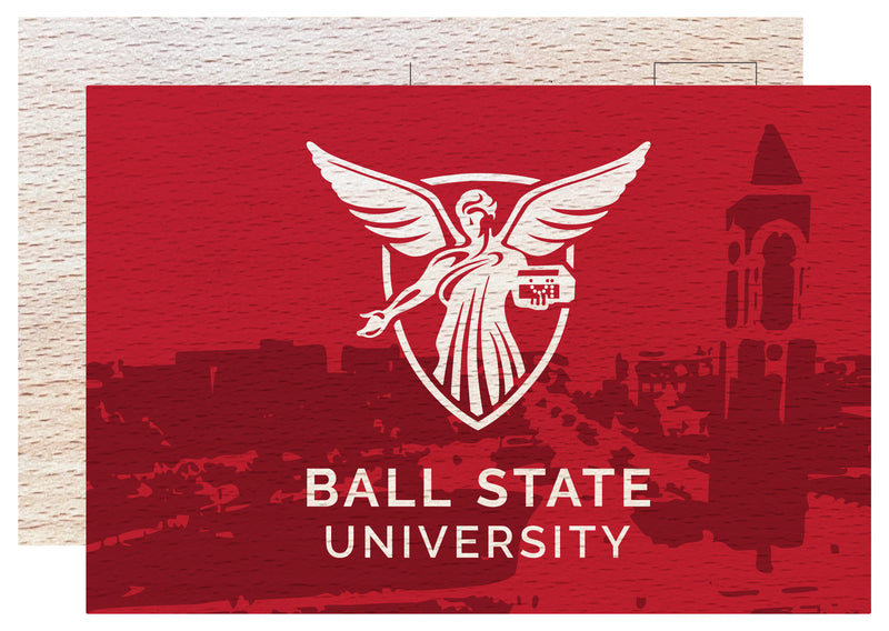 Ball State University Officially Licensed 4x6" Wooden Postcard with Full Color Design 