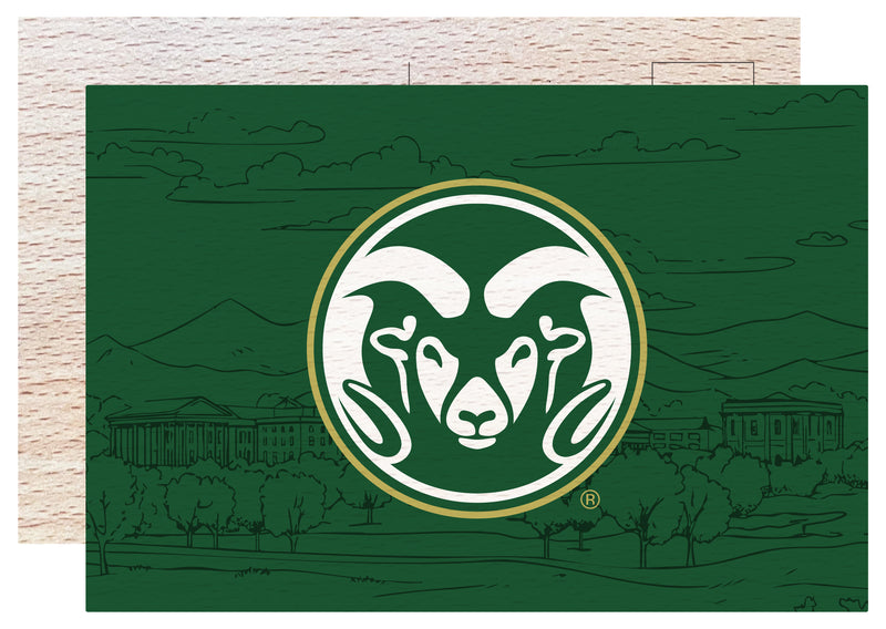 Colorado State Rams Officially Licensed 4x6" Wooden Postcard with Full Color Design 