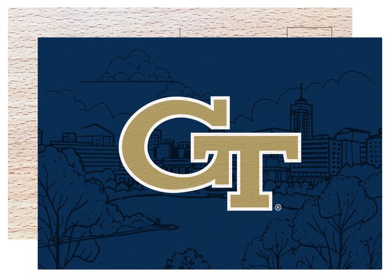 Georgia Tech Yellow Jackets Officially Licensed 4x6" Wooden Postcard with Full Color Design 