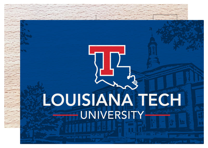 Louisiana Tech Bulldogs Officially Licensed 4x6" Wooden Postcard with Full Color Design 